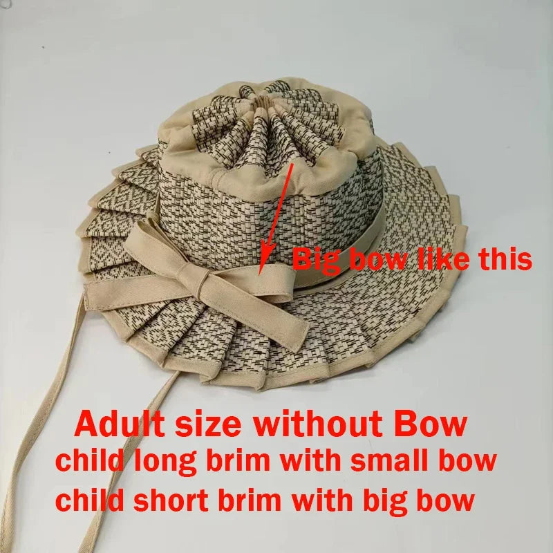 Panama Straw Sun Hat - Foldable Hand-Woven with Plaid Bow - Kids & Adults - photo 20