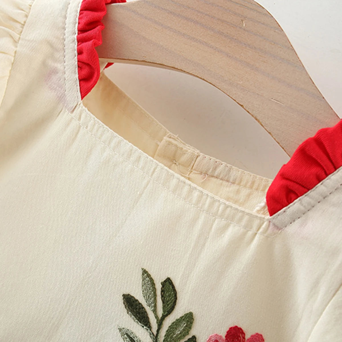 Baby Girls Summer Embroidered Dress – Puff Sleeve Cotton | 6M–3Y - photo 2