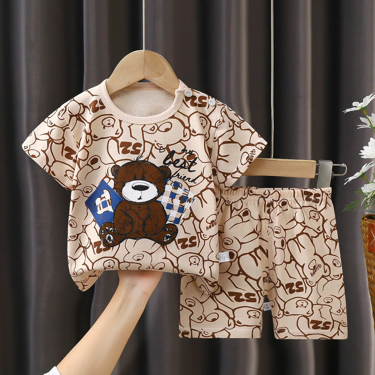Kids Cotton T-Shirt & Shorts Set 2-Piece | Unisex Summer Outfit | 9M–6-7Y - photo 4