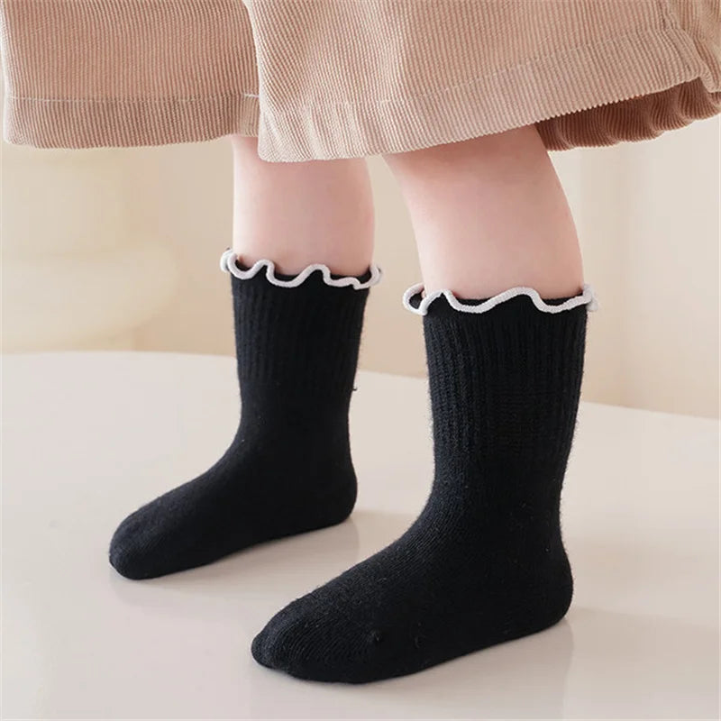 Girls Cotton Socks — Dot & Solid Princess Socks Set | 6M–12Y