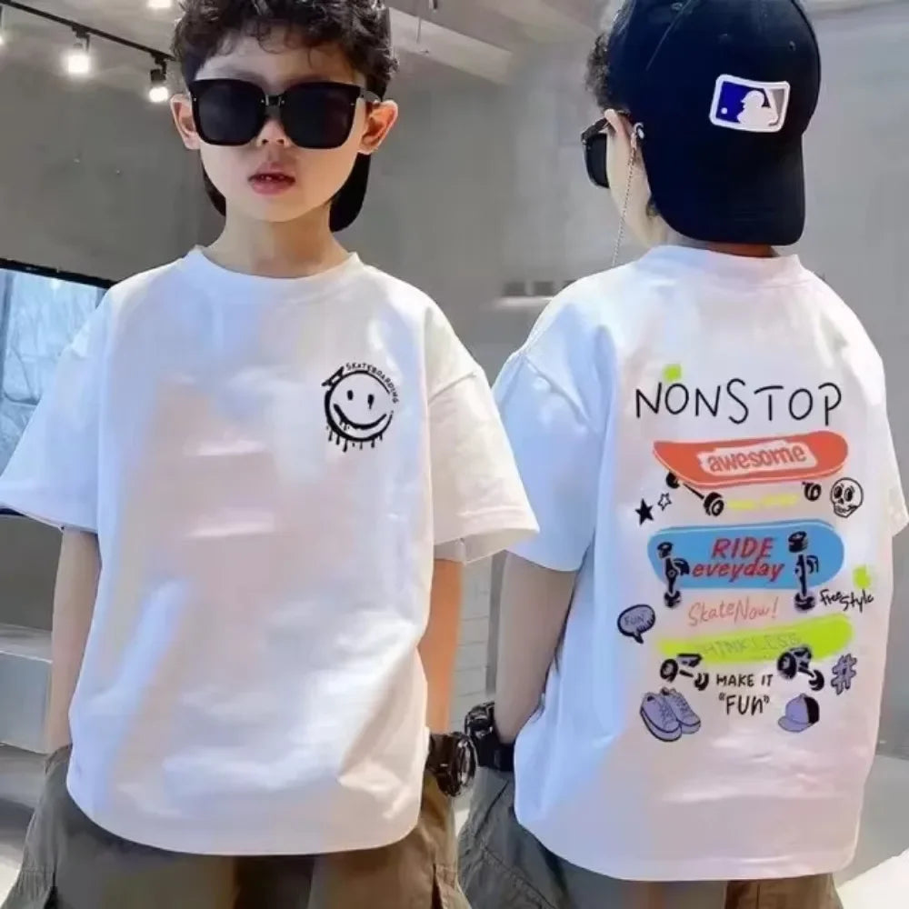 Kids Cotton Graffiti Print T-Shirt - photo 10