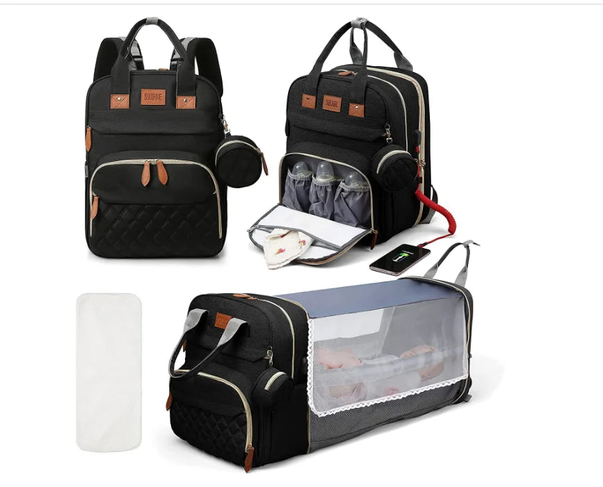 3-in-1 Diaper Bag Backpack - Foldable Travel Bag with Changing Bed - photo 11
