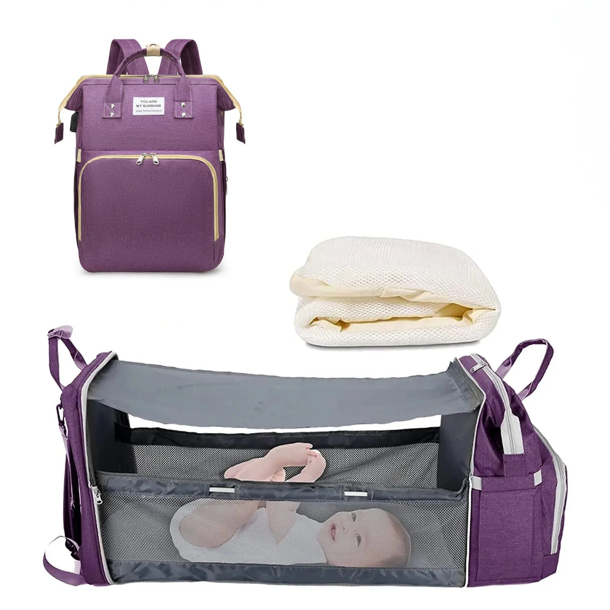 3-in-1 Diaper Bag Backpack - Foldable Travel Bag with Changing Bed - photo 12