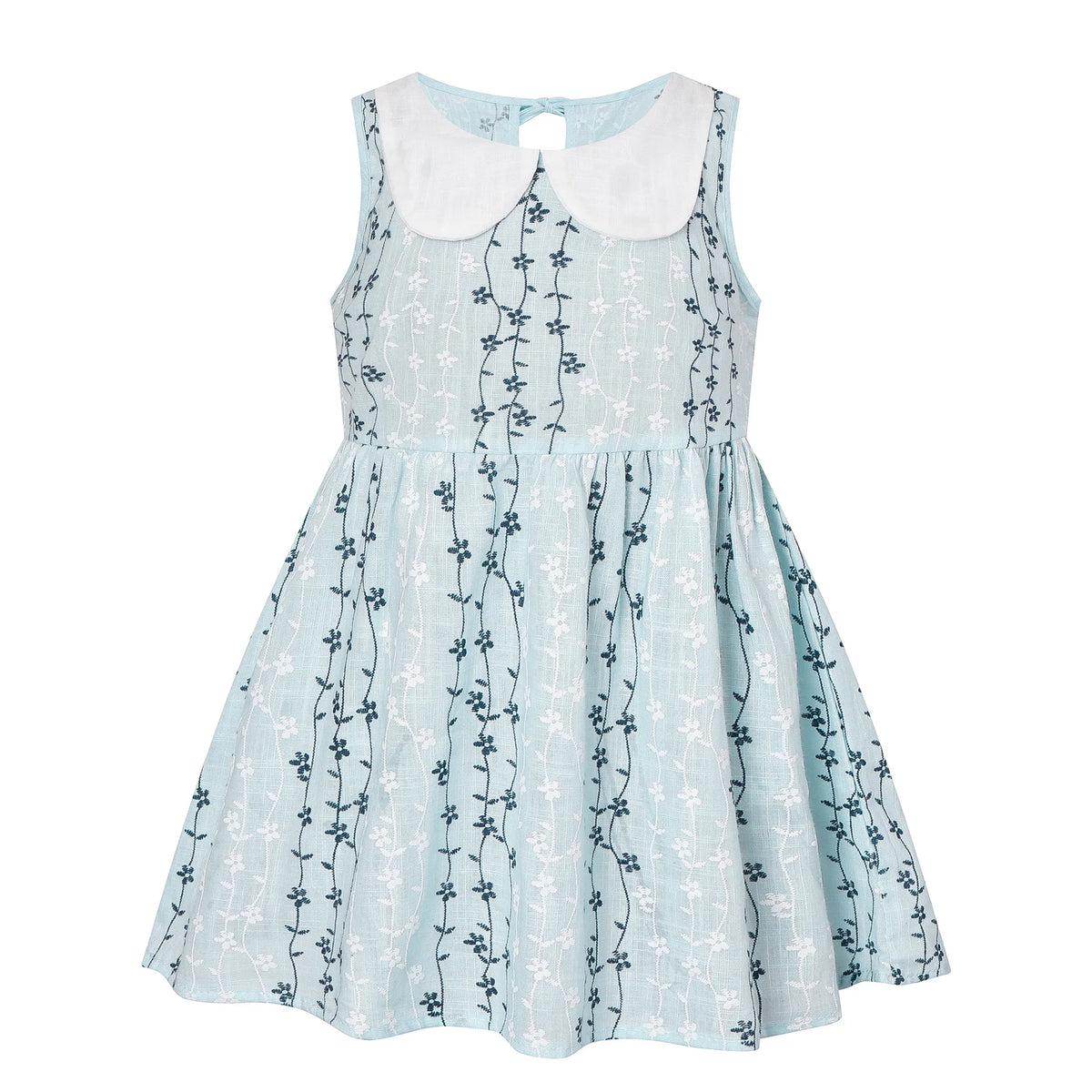 Girls Cotton Linen Peter Pan Collar Sleeveless Dress - photo 3
