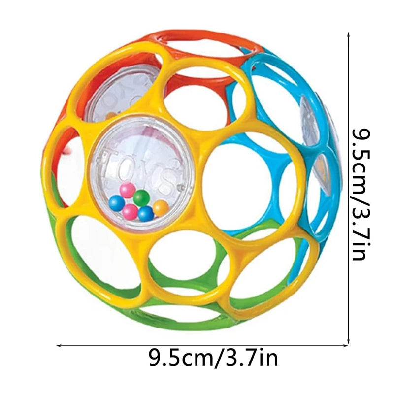 Soft baby grasping ball with bell sensory rattle toy