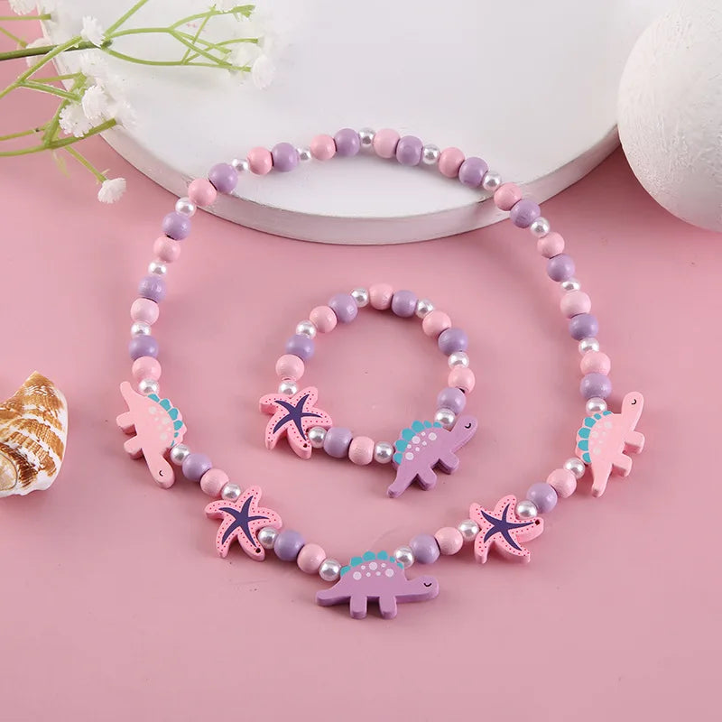 Wooden Unicorn Necklace Bracelet - Cartoon Animal Charms Kids - photo 18