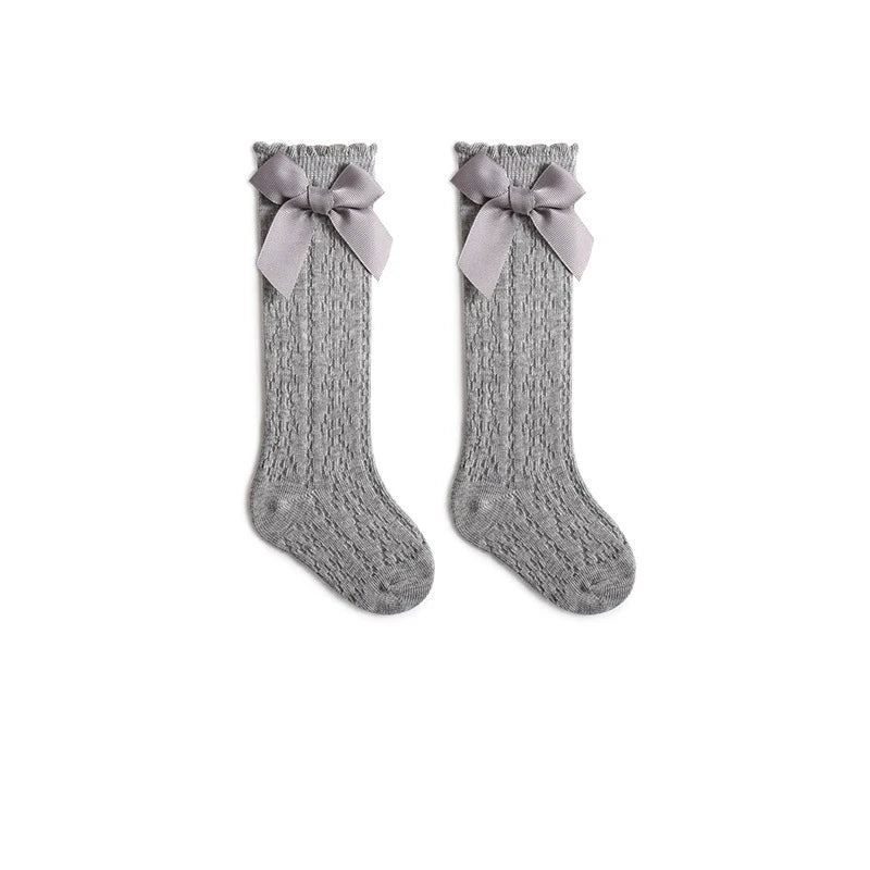 Baby Girls Knee High Lace Socks Bow Mesh Cotton Ages 0-3Y - photo 11