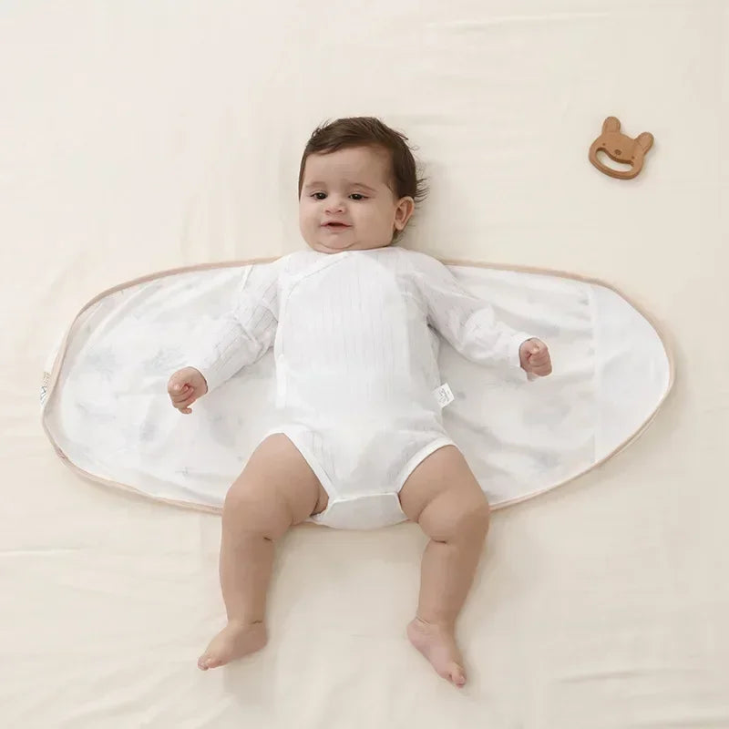 Anti-startle muslin cotton swaddle wrap for newborn baby sleep