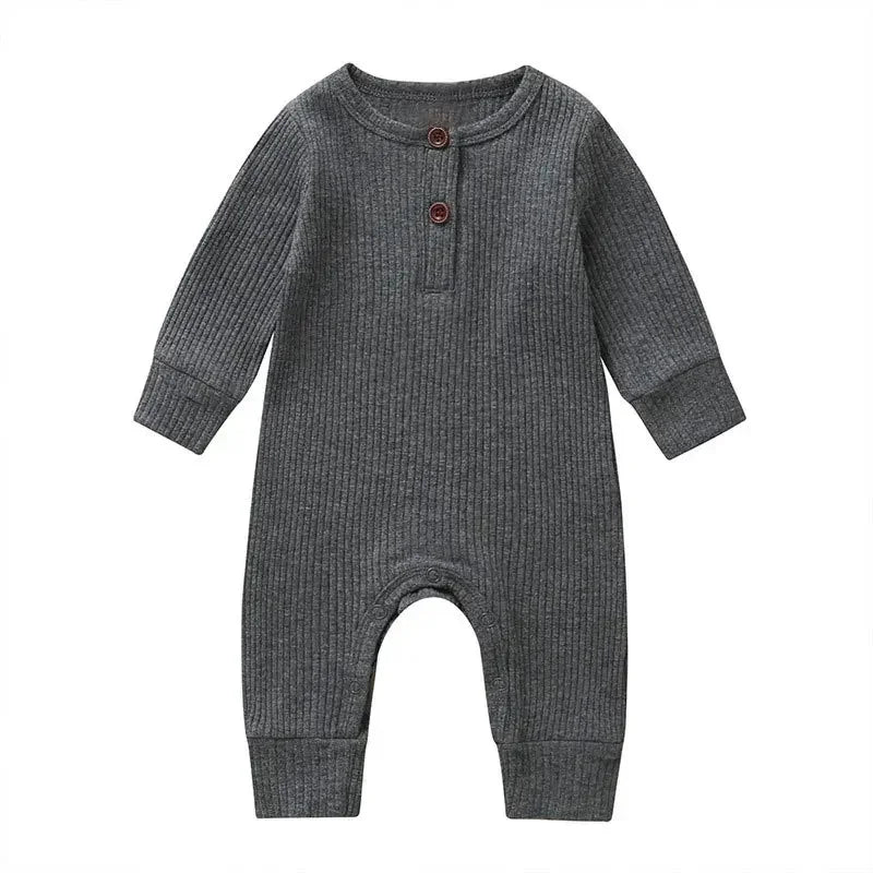 Ribbed cotton long-sleeve baby romper, unisex newborn playsuit - Kindle Kids ABC - view 10