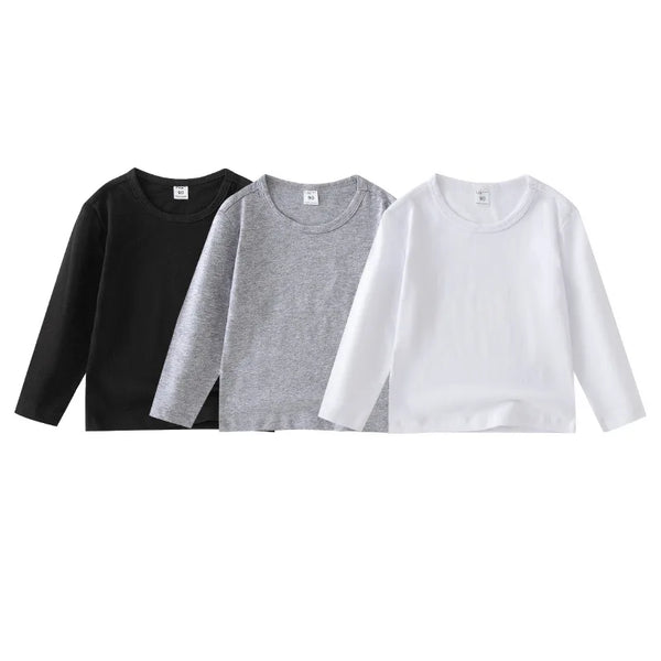 Kids long-sleeve cotton crew-neck basic top