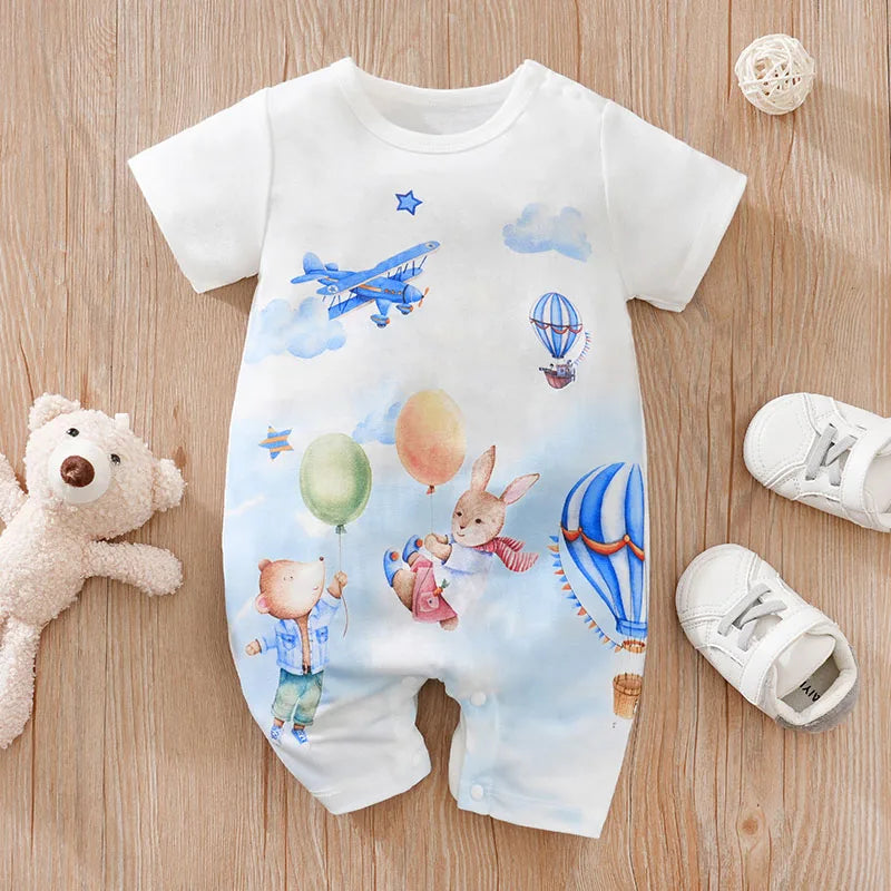 Cartoon Animal Print Cotton Baby Romper - Kindle Kids ABC - view 6