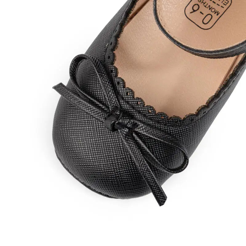 Baby Girls' Leather First Walker Shoes – Soft Sole Bow Flats (0–18M) - photo 4