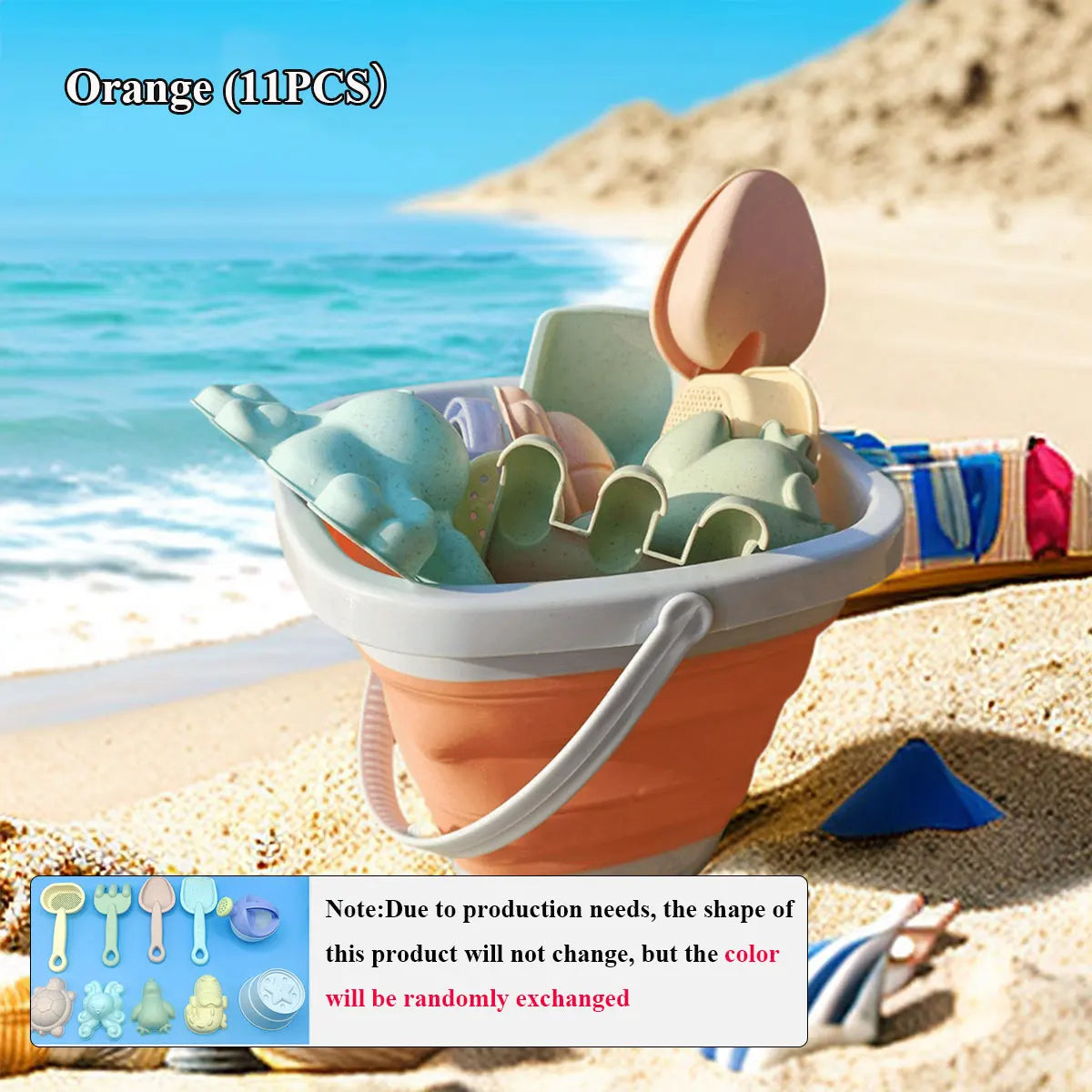 Kids Beach Sand Play Set - Folding Bucket & Tools - photo 6