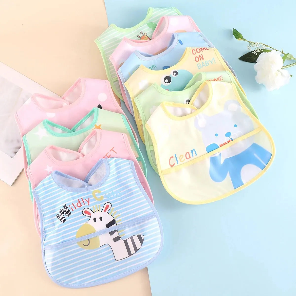 Baby Cartoon Animal Bibs – 3pcs/5pcs Waterproof Set | 0–3Y - photo 4