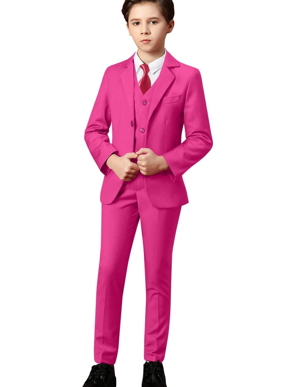 Boys Formal Suit 3-Piece 2-12Y — Notched Lapel Wedding Ring Bearer Outfit - photo 4
