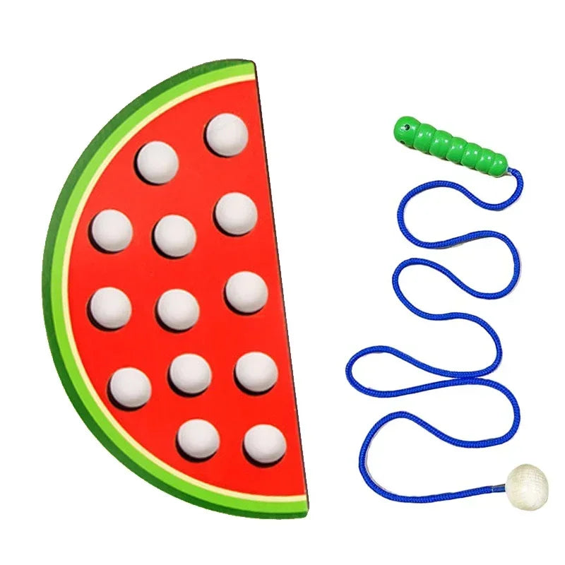 Wooden lacing threading fruit beads fine motor toy - photo 10