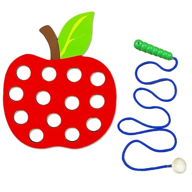 Wooden lacing threading fruit beads fine motor toy - photo 11