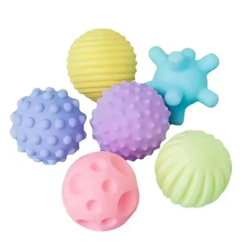 Six-piece textured sensory balls soft baby toy set