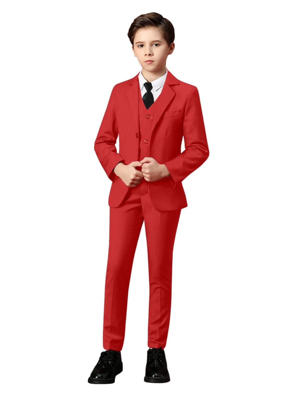 Boys Formal Suit 3-Piece 2-12Y — Notched Lapel Wedding Ring Bearer Outfit - photo 15