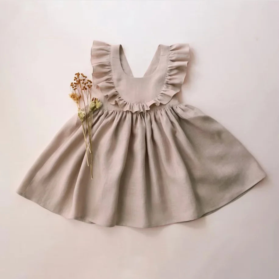 Toddler Girls Linen Cotton Dress | Pink Summer - photo 6