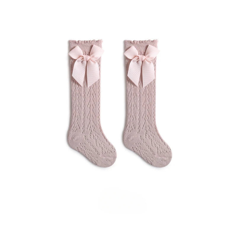 Baby Girls Knee High Lace Socks Bow Mesh Cotton Ages 0-3Y - photo 14