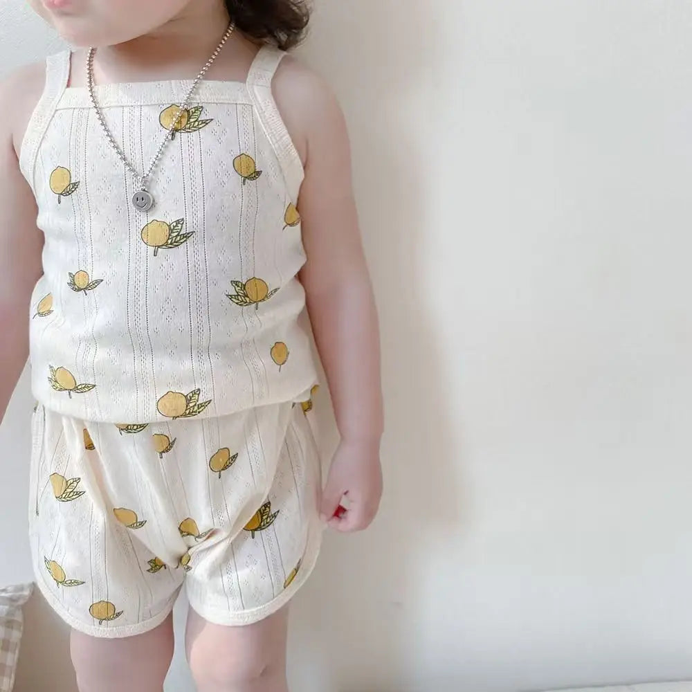 Girls' Tank & Shorts Set Square Collar - Kindle Kids ABC