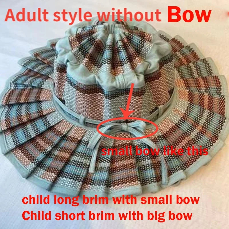 Panama Straw Sun Hat - Foldable Hand-Woven with Plaid Bow - Kids & Adults - photo 18