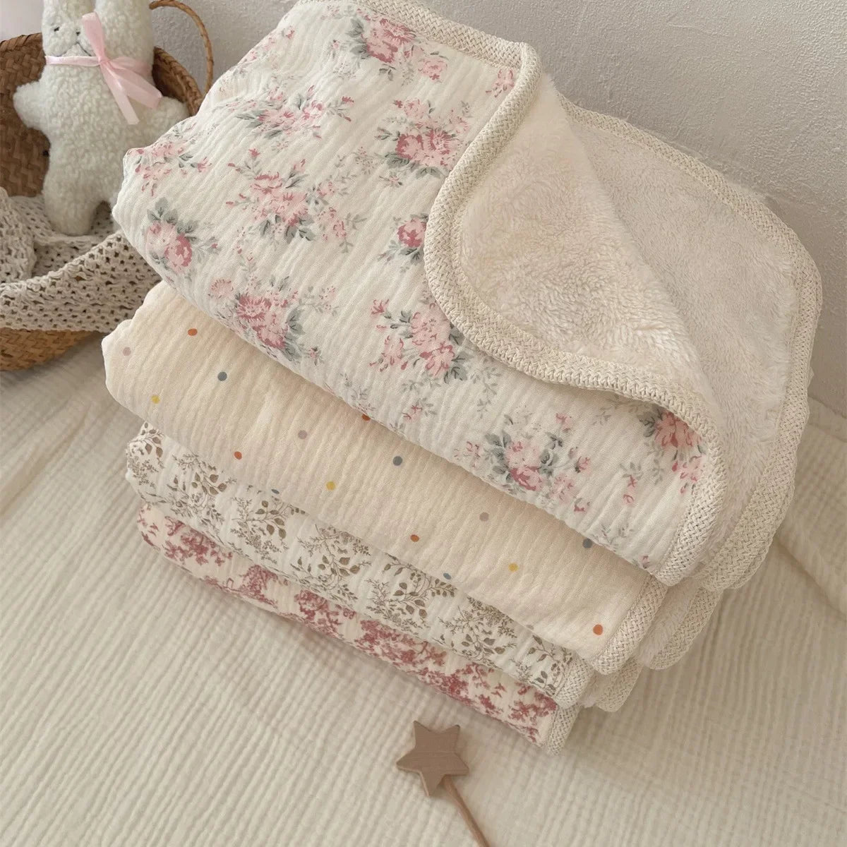 Fleece-Lined Cotton Muslin Baby Blanket - Kindle Kids ABC