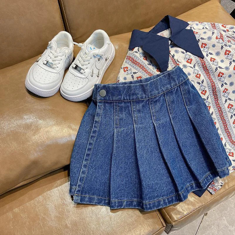 Girls Denim Skirt 2-16Y — Pleated Cozy Summer with Pockets - photo 3