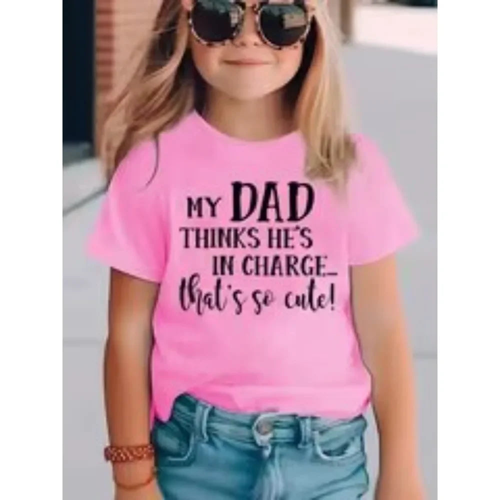 Kids Cotton Letter Print T-Shirt - Casual Unisex Short Sleeve Summer 2-10Y - photo 3