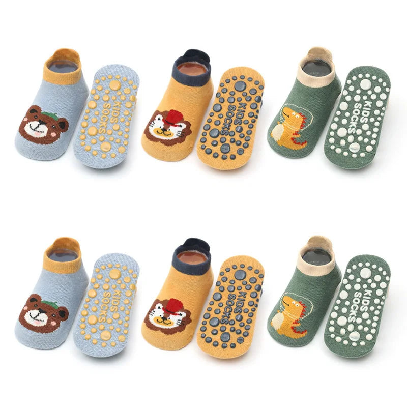 Kids cotton socks 6 pairs cute animal non-slip