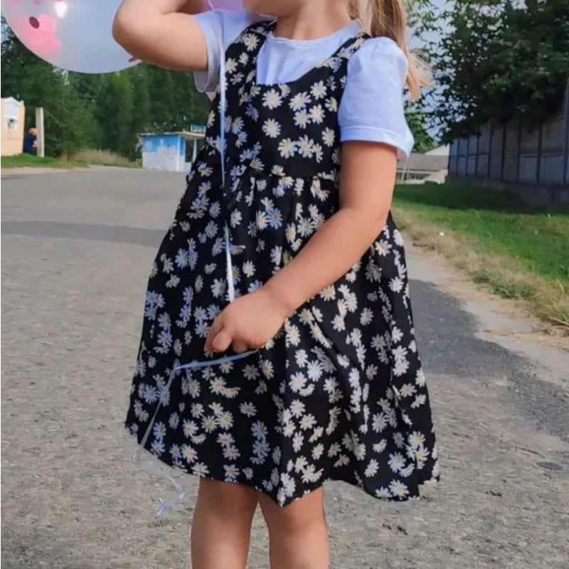 Girl in a daisy print summer dress