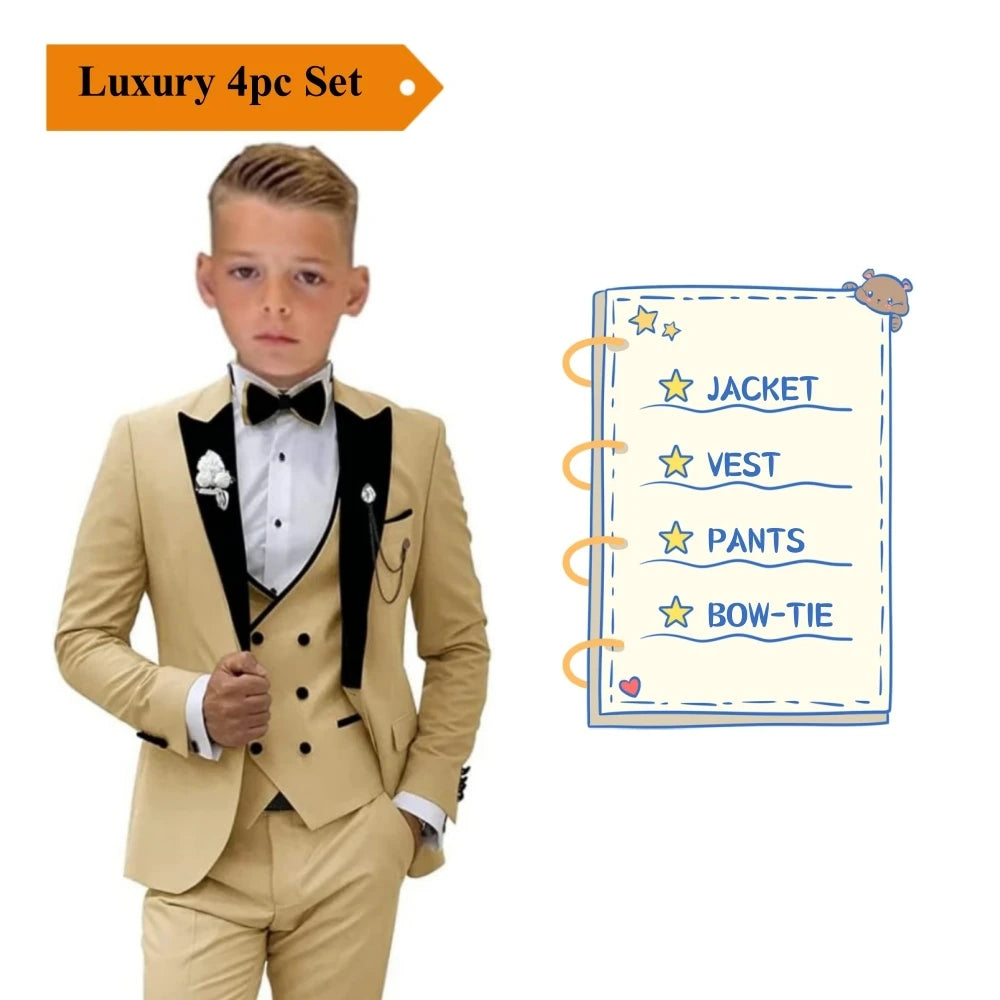 Boys 3-Piece Tuxedo Suit – Notch-Lapel Blazer Set | 3T–14Y - photo 4