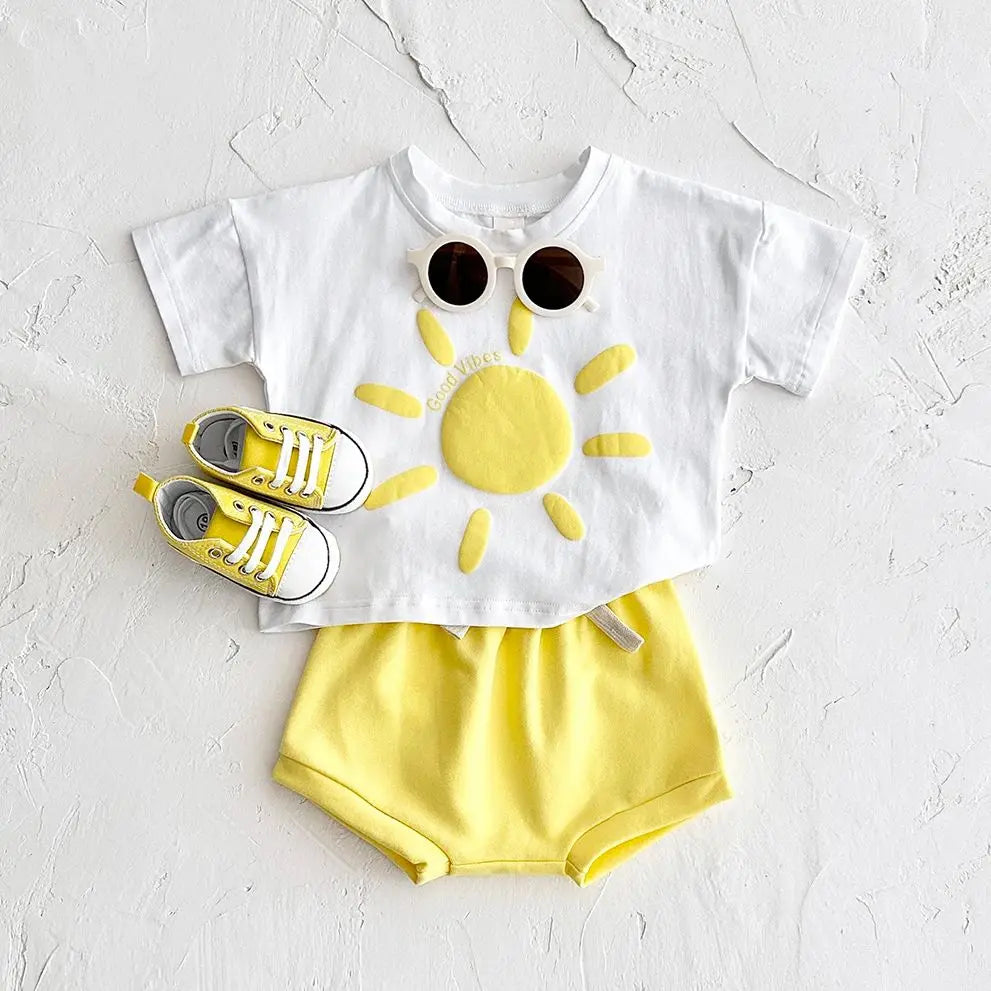 Baby Cotton Sunflower Tee & Shorts Set 6M-3Y - photo 2