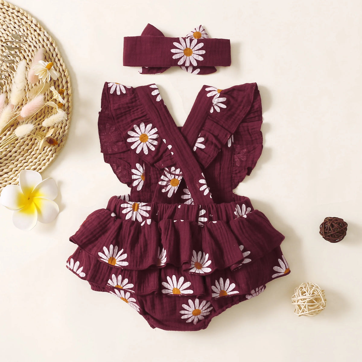 Daisy Print Cotton Baby Romper - Kindle Kids ABC - view 2