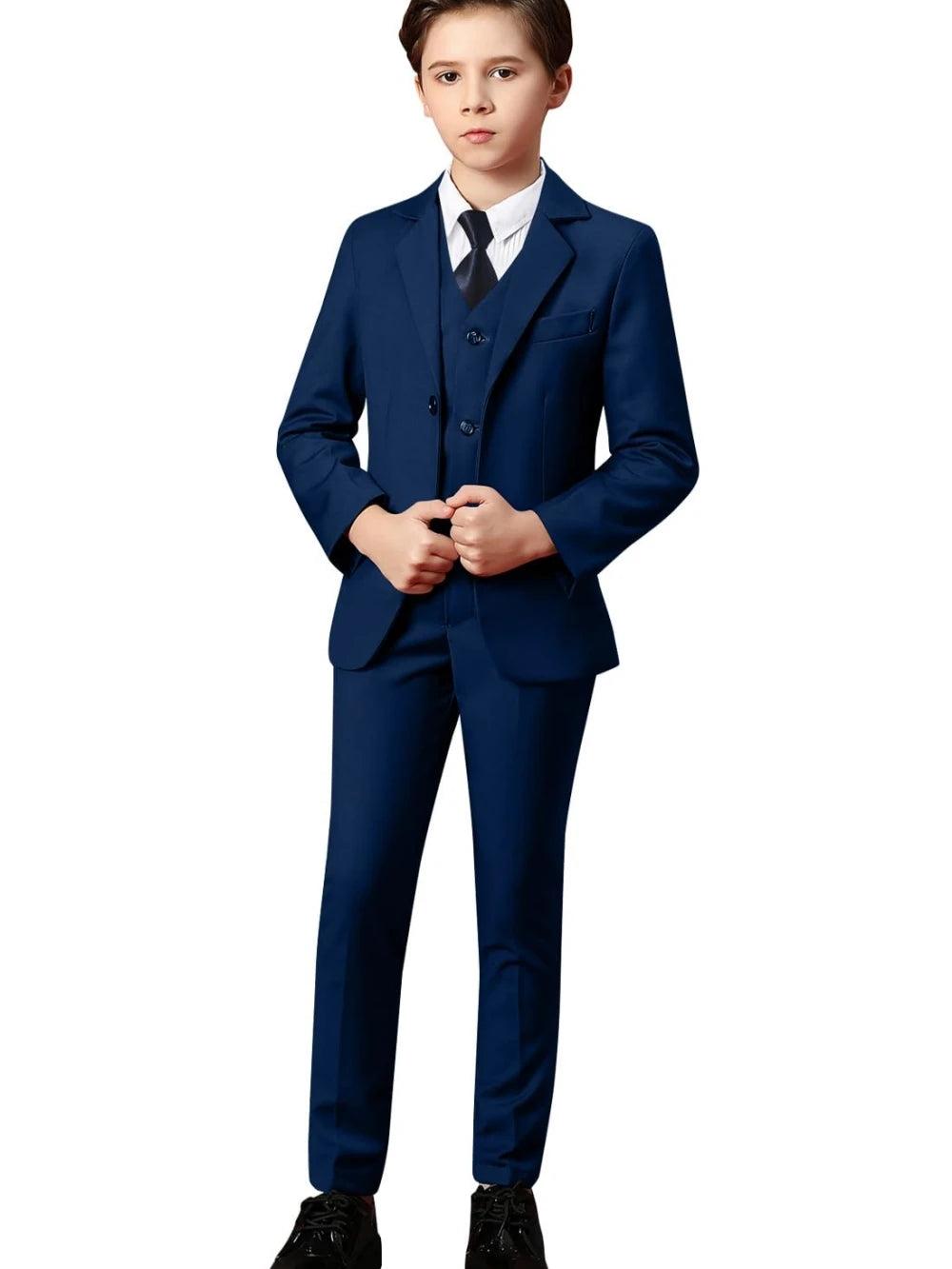 Boys Formal Suit 3-Piece 2-12Y — Notched Lapel Wedding Ring Bearer Outfit - photo 3