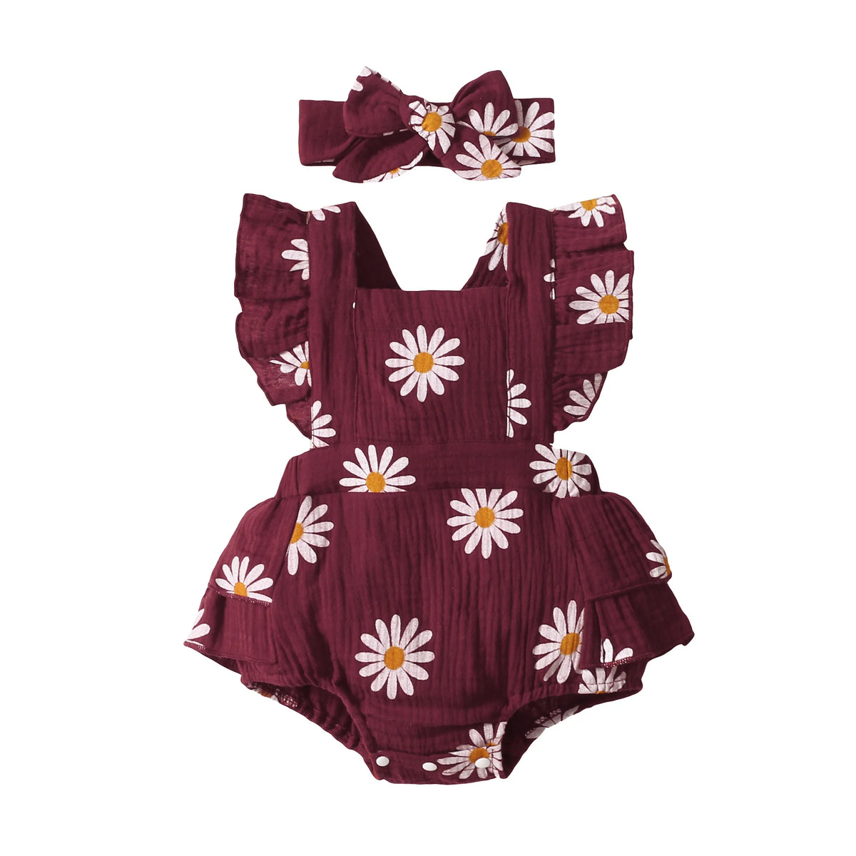 Daisy Print Cotton Baby Romper - Kindle Kids ABC - view 9
