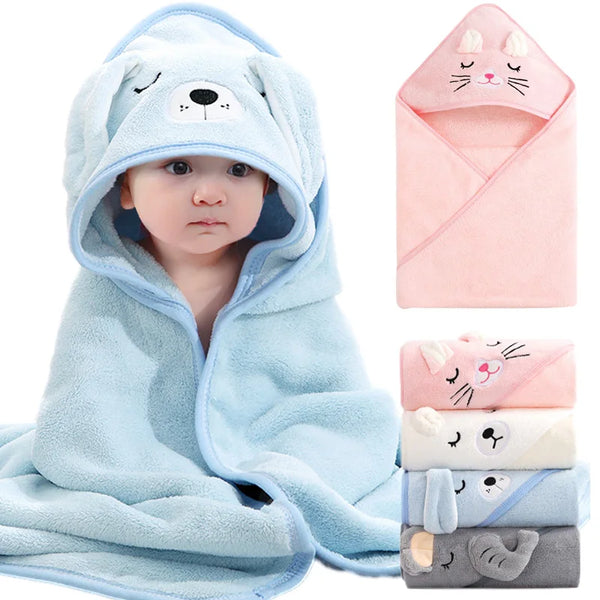 Baby hooded bath towel soft cartoon animal wrap