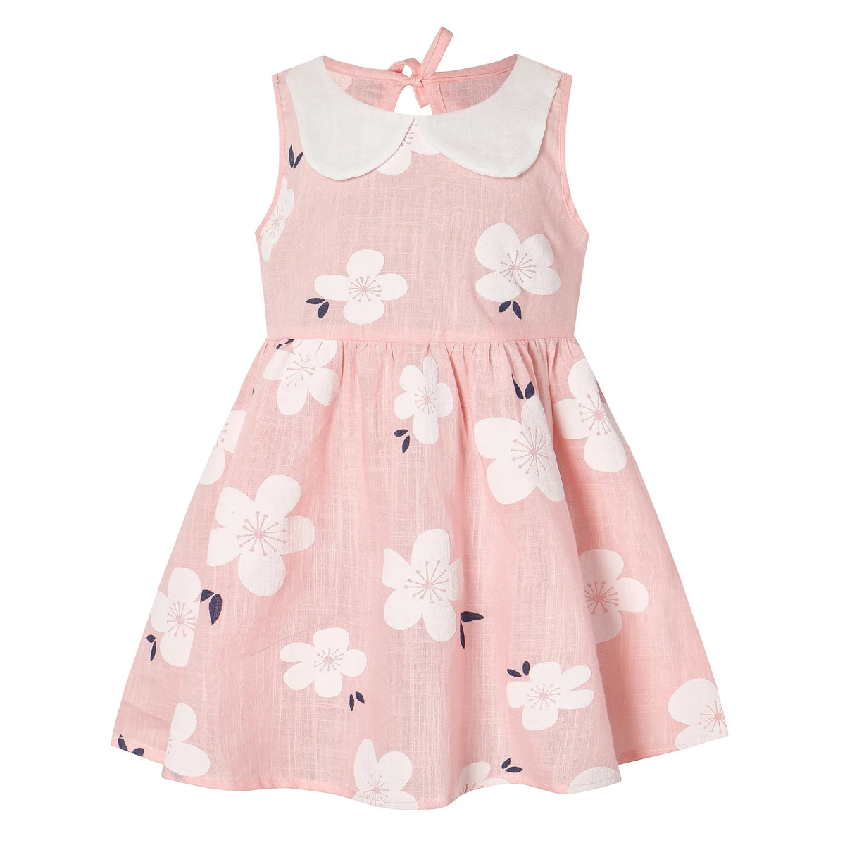 Girls Cotton Linen Peter Pan Collar Sleeveless Dress - photo 8