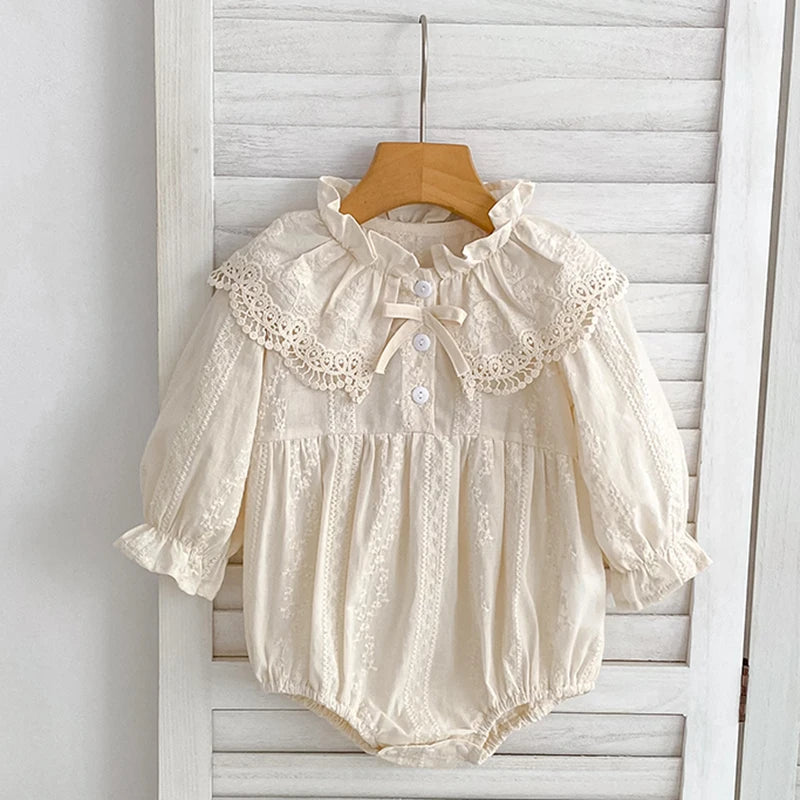 Lace Peter Pan Collar Cotton Romper - Kindle Kids ABC - view 2