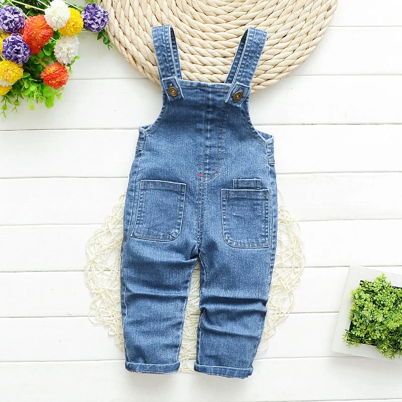 Toddler Denim Suspender Overalls — Soft Jeans Dungarees | 0–4Y