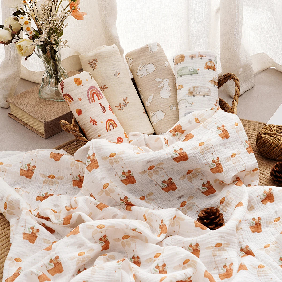 100% Cotton Muslin Baby Swaddle Wrap - Kindle Kids ABC
