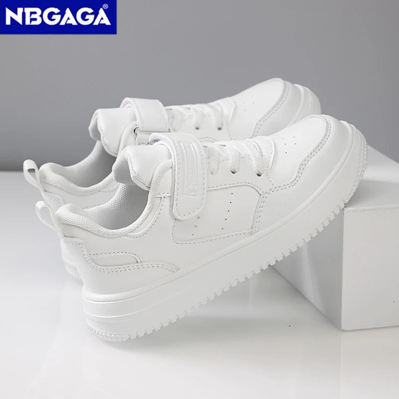 Kids Casual Sport Sneakers — Black Leather Non-Slip | 7–13Y - photo 3