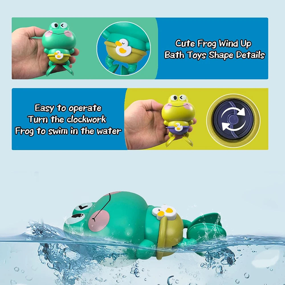 Wind-Up Swimming Frog Bath Toy — Clockwork Water Toy | 1-6Y - photo 4