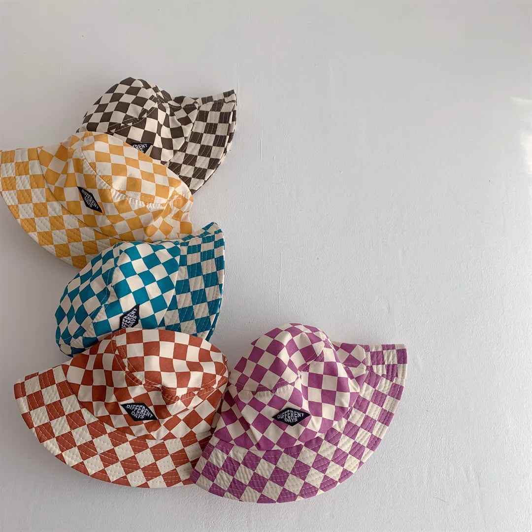 Kids checkerboard bucket sun hat for boys and girls