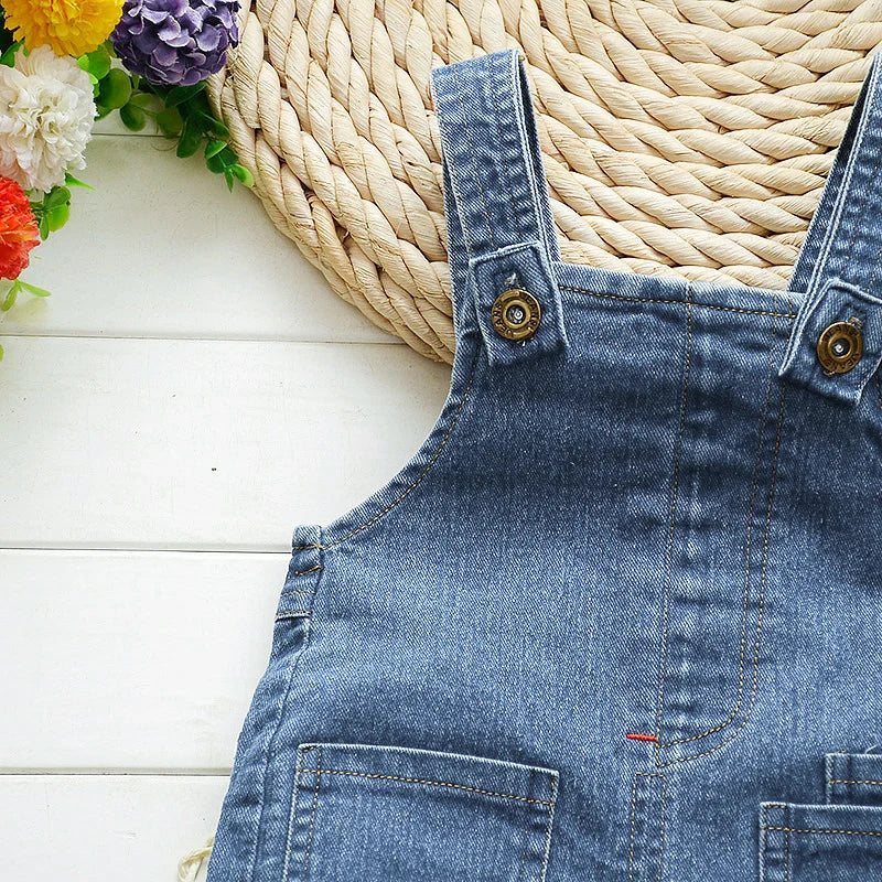 Toddler Denim Suspender Overalls — Soft Jeans Dungarees | 0–4Y