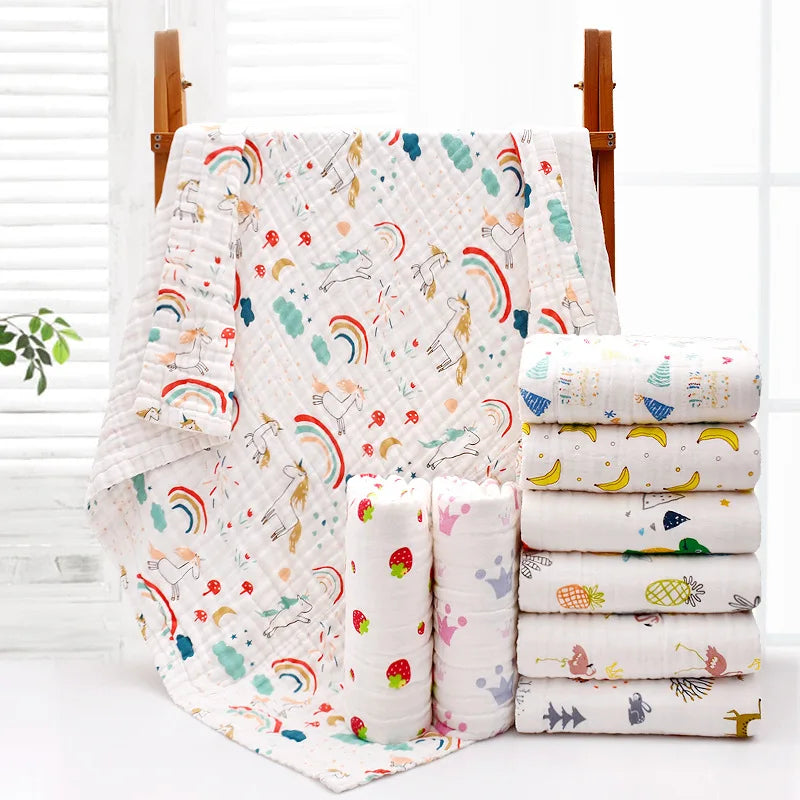 4-Layer Cotton Gauze Baby Washcloth Towel Set - Kindle Kids ABC