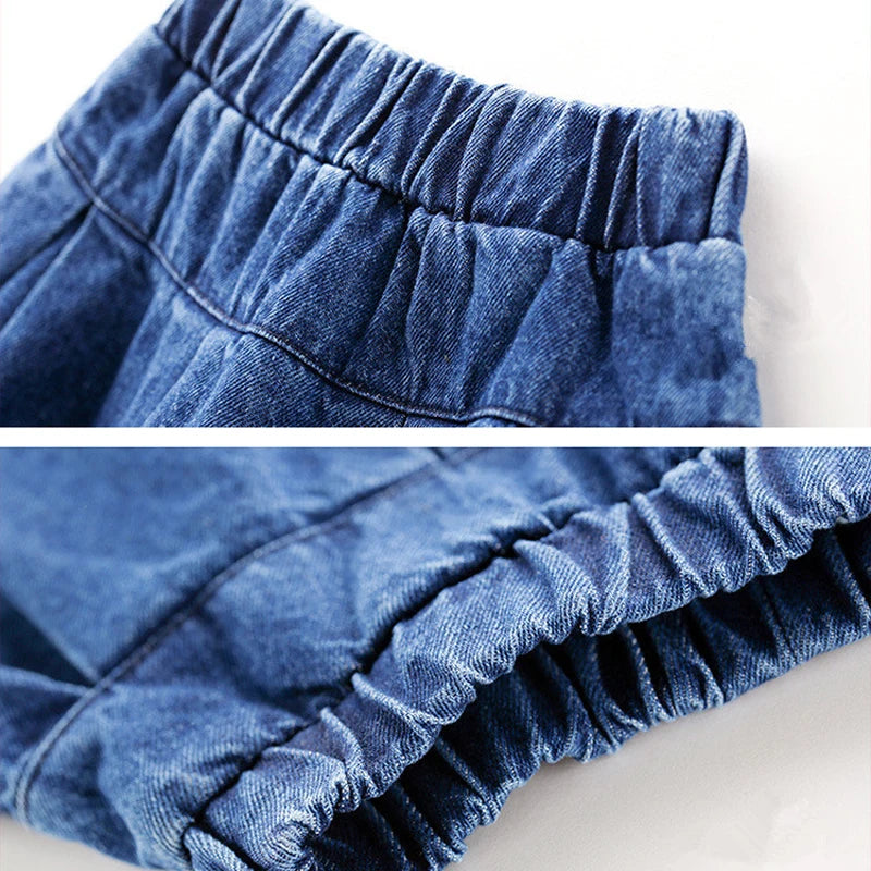 Girls Denim Short Skirt — Classic Stitched Summer Casual 3-10Y