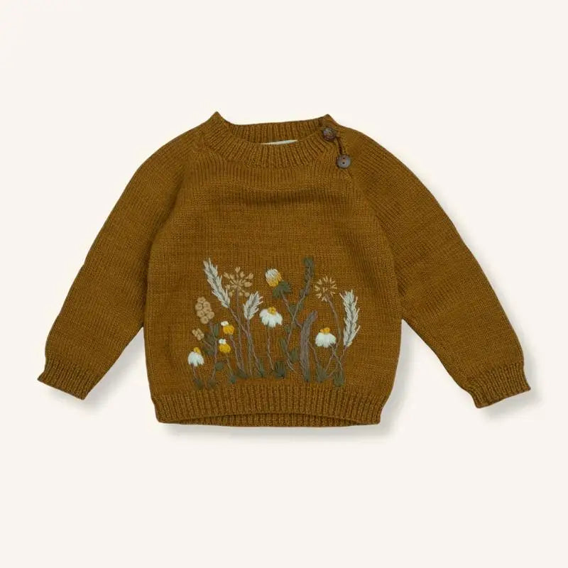 Embroidered Cotton Cardigan Toddler 12M-6Y — Soft Knit Floral Top - photo 3