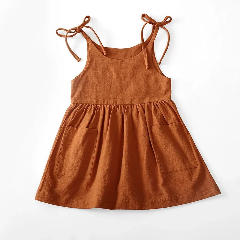 Girls Cotton Sundress - Solid Sleeveless Slip Dress 1-6Y - photo 6